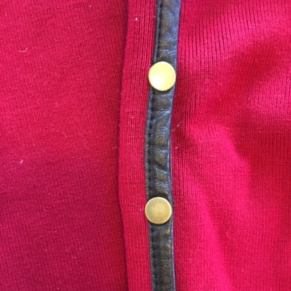 Chameleon Deep Red Silk Sweater with leather trim - Picture 6 of 8